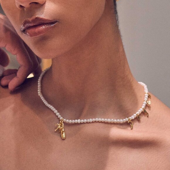 Lele Sadoughi Gold The Met x Lele Degas Ballerina Slipper Necklace